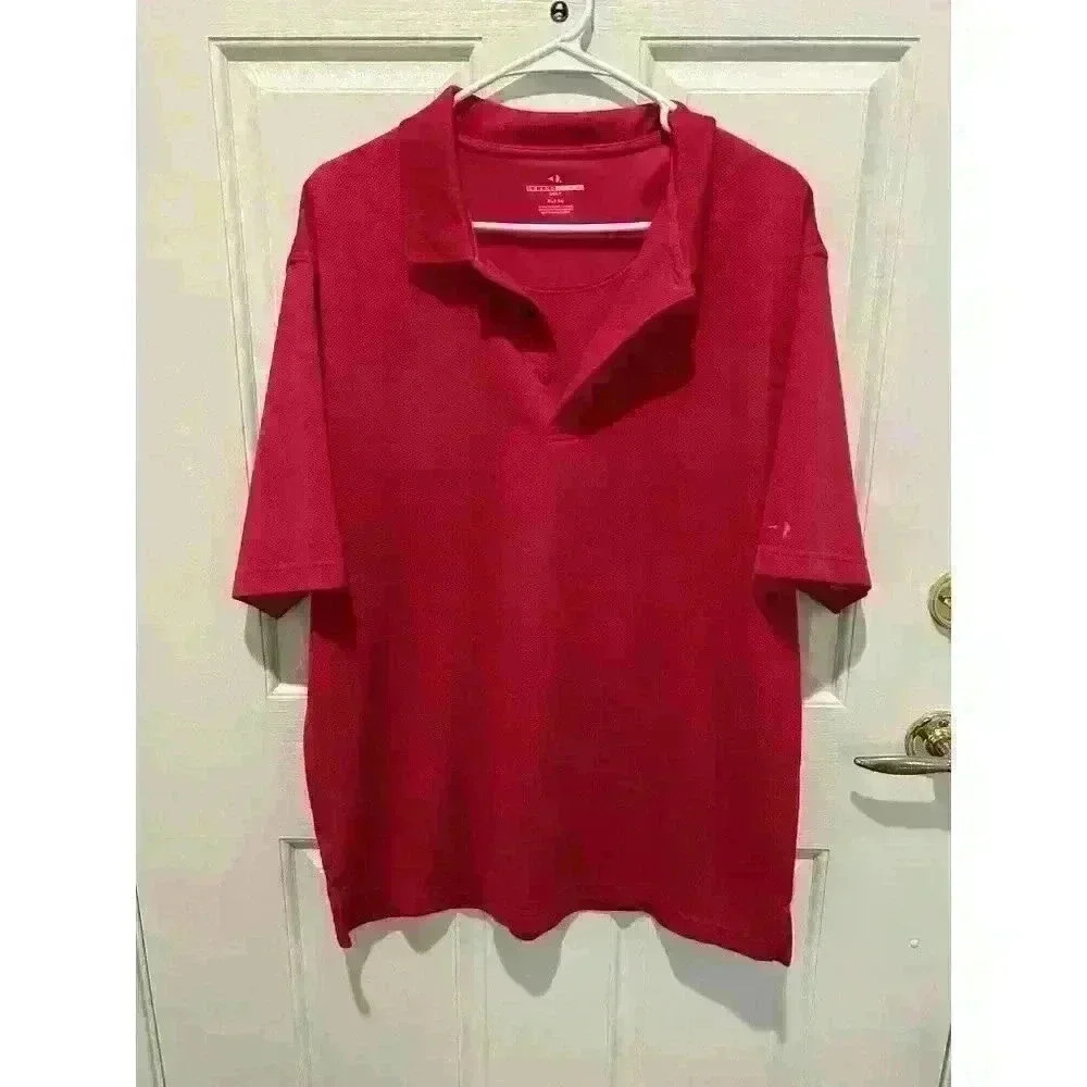 Grand Slam Polo Mens XL Red Golf 1/4 Button Collared Shirt